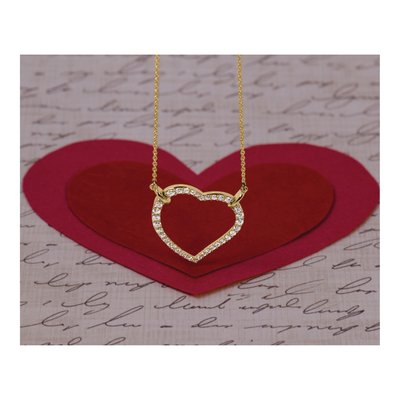 14K Yellow Gold 3/4 ct tw Diamond Open Heart Pendant Necklace – view 7