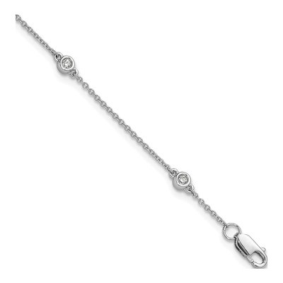 14K White Gold 1/8 ct tw Diamond Bezel-Set Cable 5-Station Bracelet
