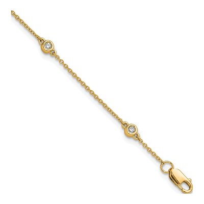 14K Yellow Gold 1/8 ct tw Diamond Station Bracelet