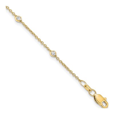 14K Yellow Gold 1/6 ct tw Lab-Grown Diamond Station Bracelet
