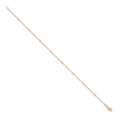 14K Rose Gold 1/5 ct tw Lab-Grown Diamond Station Anklet – view 2