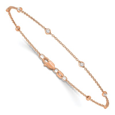 14K Rose Gold 1/5 ct tw Lab-Grown Diamond Station Anklet – view 3