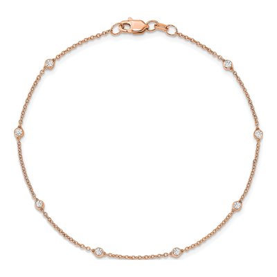 14K Rose Gold 1/5 ct tw Lab-Grown Diamond Station Anklet – view 4