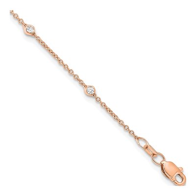 14K Rose Gold 1/5 ct tw Lab-Grown Diamond Station Anklet