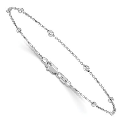 14K White Gold 1/5 ct tw Lab-Grown Diamond Station Anklet – view 4