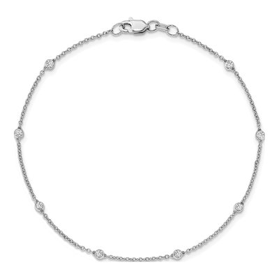 14K White Gold 1/5 ct tw Lab-Grown Diamond Station Anklet – view 5
