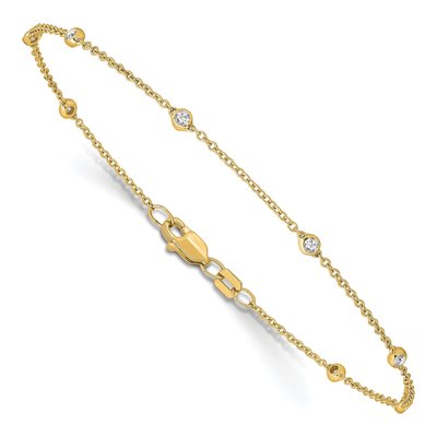 14K Yellow Gold 1/5 ct tw Lab-Grown Diamond Station Anklet – view 3