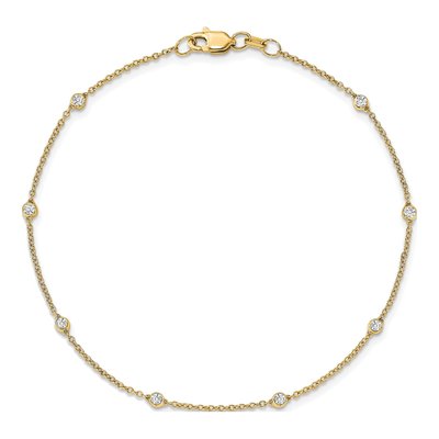 14K Yellow Gold 1/5 ct tw Lab-Grown Diamond Station Anklet – view 4