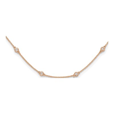 14K Rose Gold 1/2 ct tw Lab-Grown Diamond Station Necklace