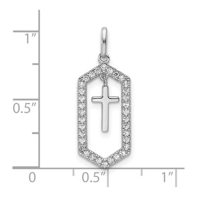 14K White Gold 1/5 ct tw Diamond Cross Pendant – view 4