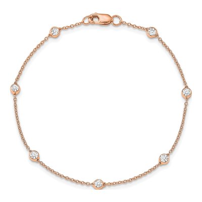 14K Rose Gold 1/2 ct tw Lab-Grown Diamond Station Anklet – view 4