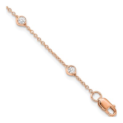 14K Rose Gold 1/2 ct tw Lab-Grown Diamond Station Anklet