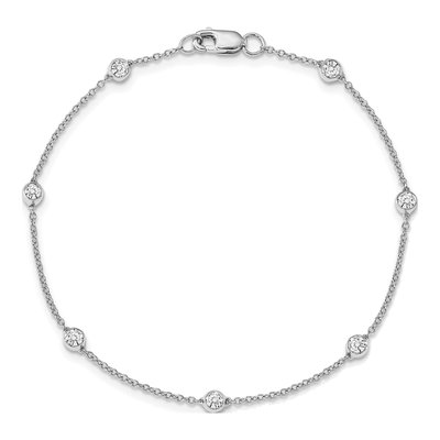14K White Gold 1/2 ct tw Lab-Grown Diamond 8-Station Anklet – view 4