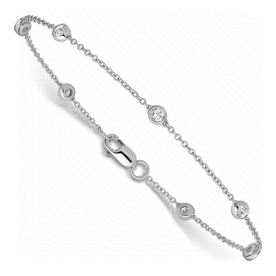 14K White Gold 1/2 ct tw Lab-Grown Diamond 8-Station Anklet – view 5