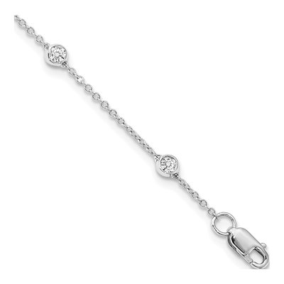 14K White Gold 1/2 ct tw Lab-Grown Diamond 8-Station Anklet