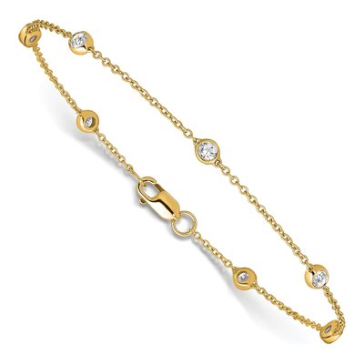 14K Yellow Gold 1/2 ct tw Lab-Grown Diamond Station Anklet – view 3