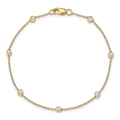 14K Yellow Gold 1/2 ct tw Lab-Grown Diamond Station Anklet – view 4