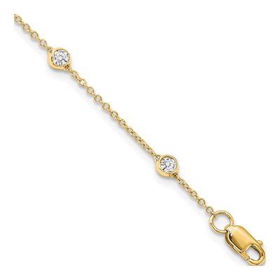 14K Yellow Gold 1/2 ct tw Lab-Grown Diamond Station Anklet