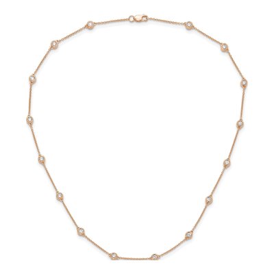14K Rose Gold 1 ct tw Lab-Grown Diamond Station Necklace – view 7