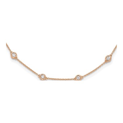 14K Rose Gold 1 ct tw Lab-Grown Diamond Station Necklace