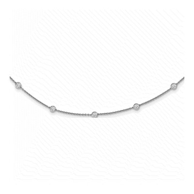 14K White Gold 1 ct tw Lab-Grown Diamond 16-Station Necklace