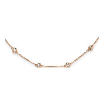 14K Rose Gold 1 1/3 ct tw Lab-Grown Diamond Station Necklace