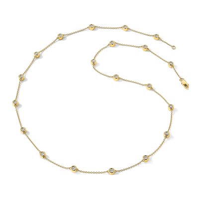 14K Yellow Gold 1 1/3 ct tw Lab-Grown Diamond Station Necklace – view 8
