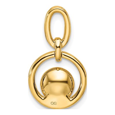14K Yellow Gold 1/15 ct tw Freshwater Cultured Pearl & Diamond Open Circle Pendant – view 3