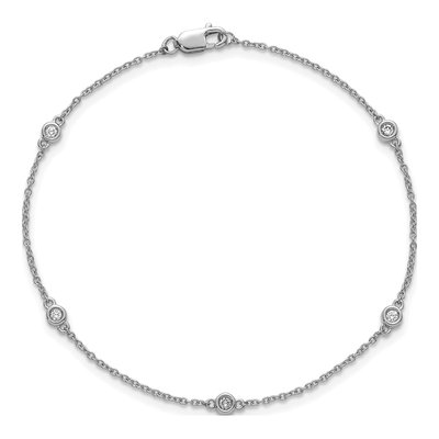 14K White Gold 1/10 ct tw Diamond Bezel Cable Bracelet – view 3