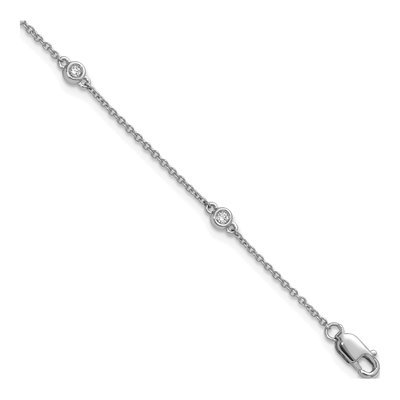 14K White Gold 1/10 ct tw Diamond Bezel Cable Bracelet