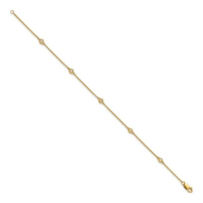 14K Yellow Gold 1/10 ct tw Diamond Bezel Cable Bracelet – view 2