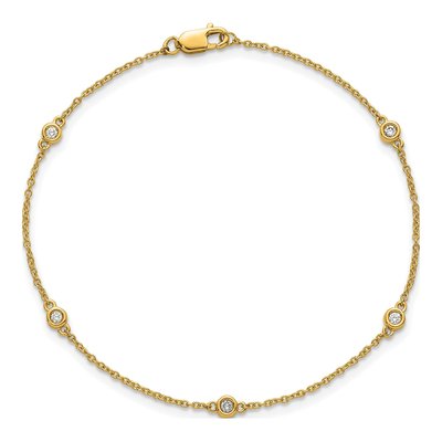14K Yellow Gold 1/10 ct tw Diamond Bezel Cable Bracelet – view 3