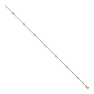 14K White Gold 1/8 ct tw Diamond Station Anklet – view 2