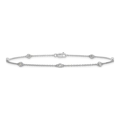 14K White Gold 1/8 ct tw Diamond Station Anklet – view 3