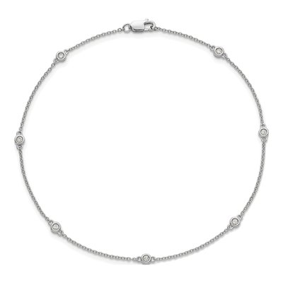 14K White Gold 1/8 ct tw Diamond Station Anklet – view 4
