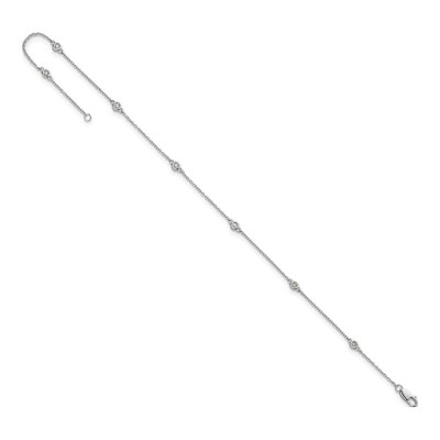 14K White Gold 1/8 ct tw Diamond Station Anklet – view 5