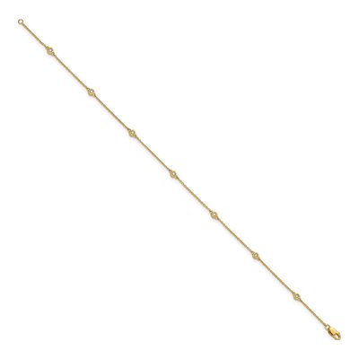 14K Yellow Gold 1/8 ct tw Diamond Station Cable Anklet – view 2