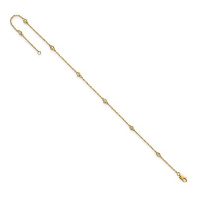 14K Yellow Gold 1/8 ct tw Diamond Station Cable Anklet – view 5