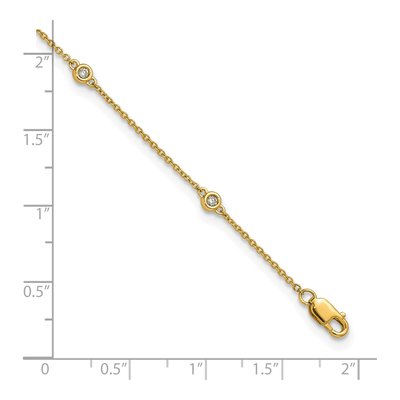 14K Yellow Gold 1/8 ct tw Diamond Station Cable Anklet – view 6