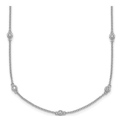 14K White Gold 1/5 ct tw Diamond Station Necklace