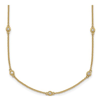 14K Yellow Gold 1/4 ct tw Diamond Station Necklace