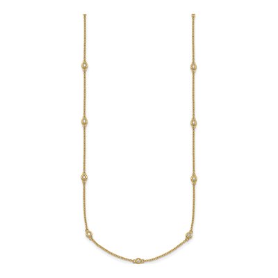 14K Yellow Gold 1/3 ct tw Diamond Bezel Station Necklace – view 2