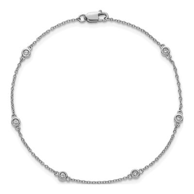 14K White Gold 1/10 ct tw Diamond Bezel Station Bracelet – view 4