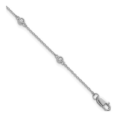 14K White Gold 1/10 ct tw Diamond Bezel Station Bracelet