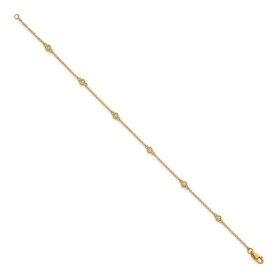 14K Yellow Gold 1/10 ct tw Diamond Bezel Station Bracelet – view 2