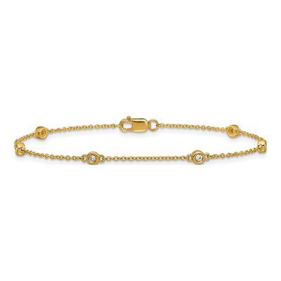 14K Yellow Gold 1/10 ct tw Diamond Bezel Station Bracelet – view 3