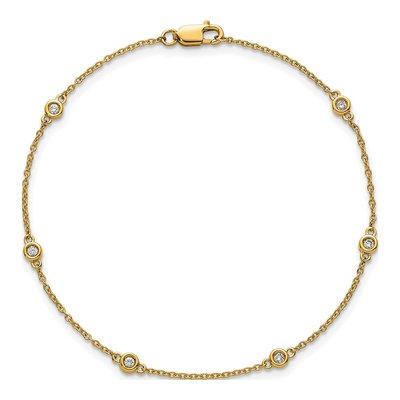 14K Yellow Gold 1/10 ct tw Diamond Bezel Station Bracelet – view 4