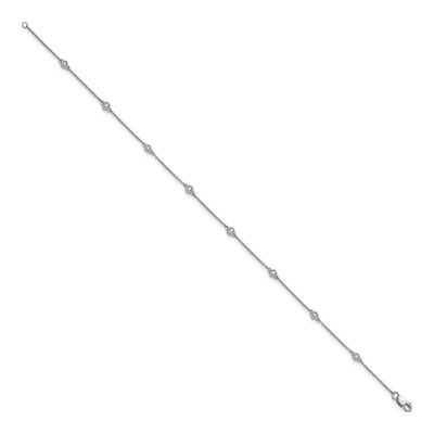 14K White Gold 1/8 ct tw Diamond Station Anklet – view 2