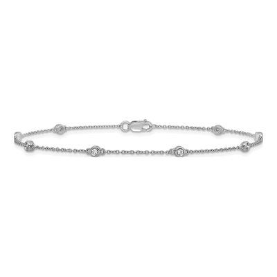 14K White Gold 1/8 ct tw Diamond Station Anklet – view 3