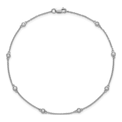 14K White Gold 1/8 ct tw Diamond Station Anklet – view 4